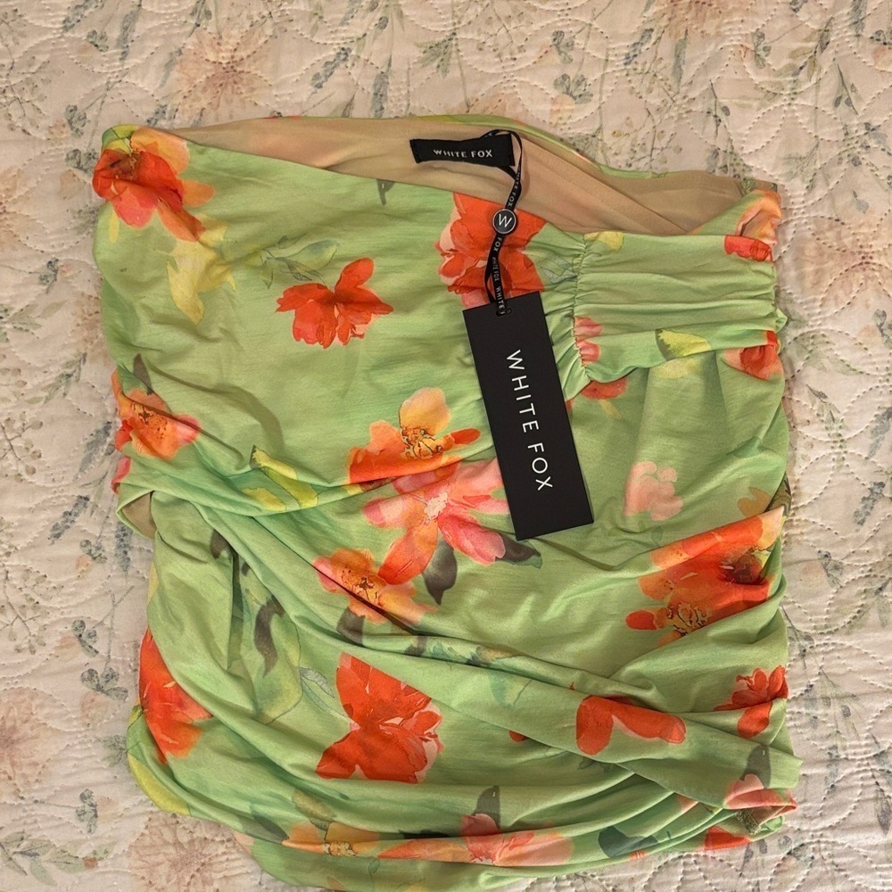 White Fox Boutique Green Floral Blouse